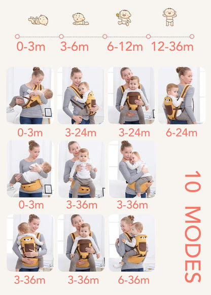 Rufun Babytrage Tiermuster Hüftsitz Ergonomisch für Neugeborene Vorne und Hinten