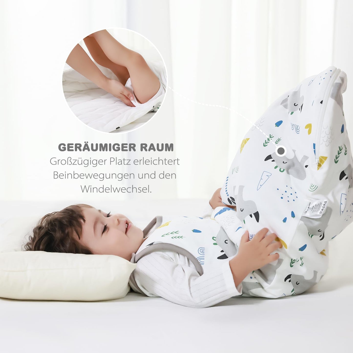 Baby Winter Sleeping Bag, Toddler Sleeping Bag, 2.5 Tog Sleeping Bag, 100% Cotton, Various Sizes from Newborn to 18 Months, All-Year-Round Sleeping Bag