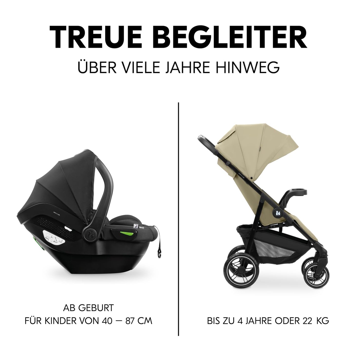 hauck 3in1 Kinderwagen Set Shop N Care Trio Set inkl. Buggy, Babywanne, Babyschale ab Geburt bis 22 kg, Klein Zusammenklappbar, Liegefunktion, Getränkehalter & Tablett, UV-Schutz 50+ (Grey)