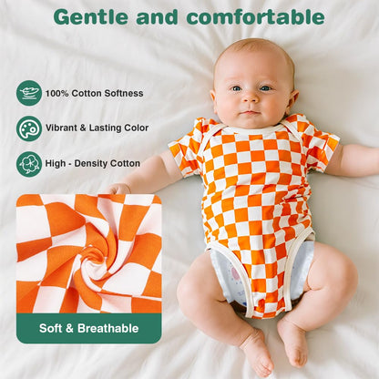 Baby Bodysuit Kurzarm Unisex Baby Set Kurzarm Bodysuits aus 100% superweicher Baumwolle, Baby Body mit Press Nieten für Neugeborene Baby Jungen und Mädchen 0-3 m/3-6 m/6-9 m/9-12 m