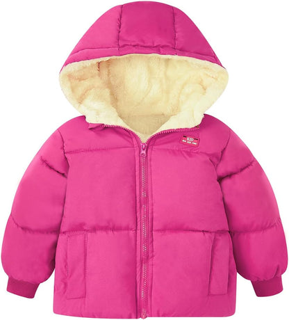 kids4ever Baby Winter Jacket Coat Zip Hooded Jacket Windproof Warm Fleece Outerwear Snowsuit with Two Pockets for Boys Girls 12 Months - 5 Years