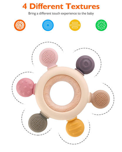 Beißring für Babys, Baby Zahnen Spielzeug aus Silikon, Ruder Greifling Beißspielzeug, BPA-frei Zahnen Nursing Zubehör für 3-6 6-12 Monate Kleinkinder, mädchen Junge Geschenk(Ruder B)