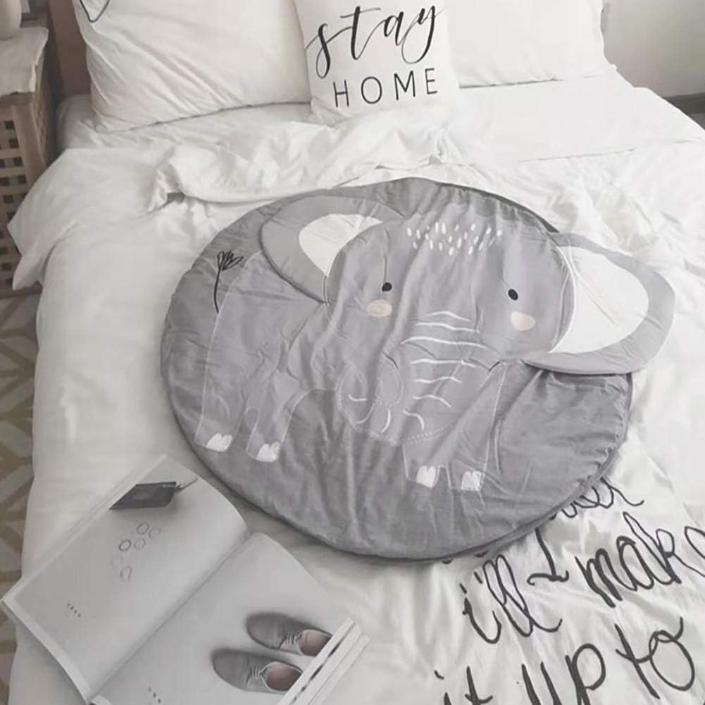 Queta Krabbeldecke Kuscheldecke aus Baumwolle Weiche Schlafteppich Cartoon Baby Spielmatte Kinderteppich Spieldecke 90cm (Elefant) - Meloni2