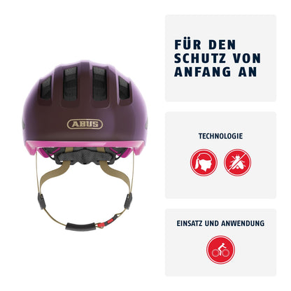 ABUS Kinderhelm Smiley 3.0 ACE LED - Fahrradhelm mit Licht