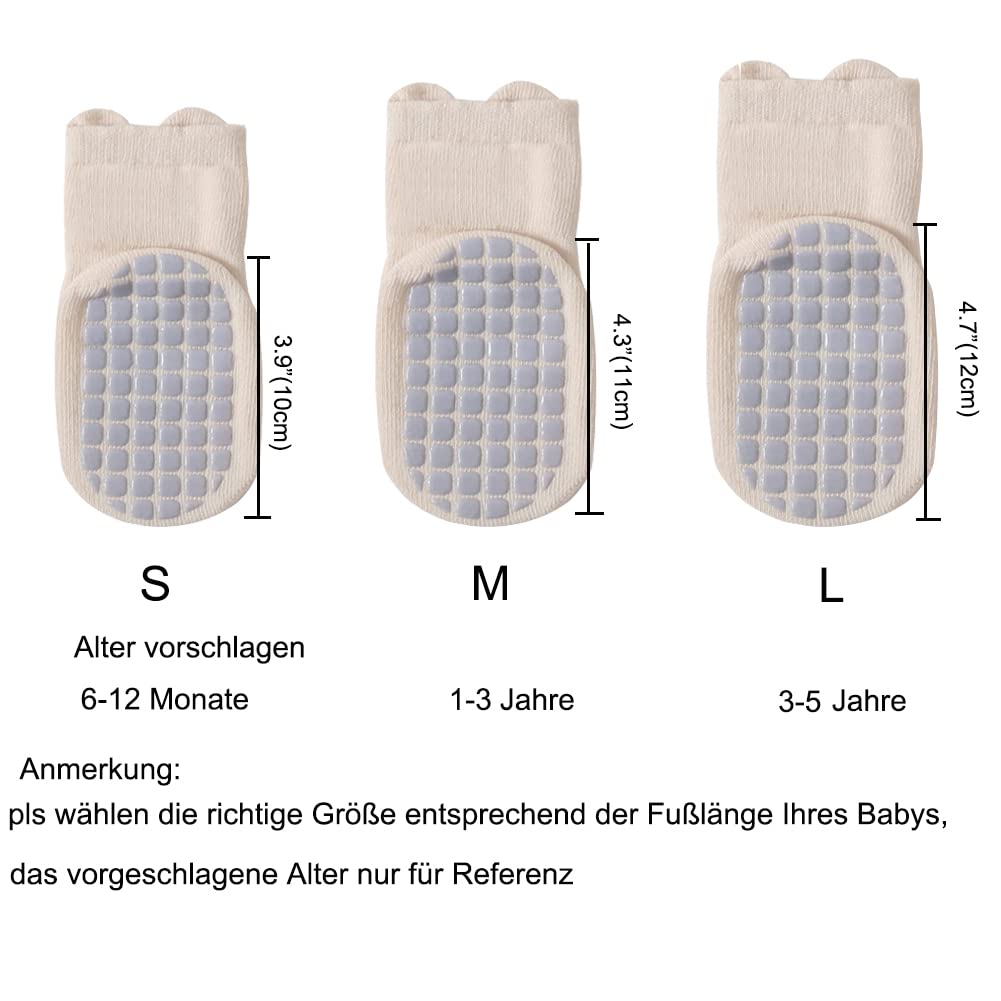Rutschfeste Socken für Baby Mädchen Jungen 5 Paar Kinder Anti Rutsch Socken Sportsocken Stoppersocken