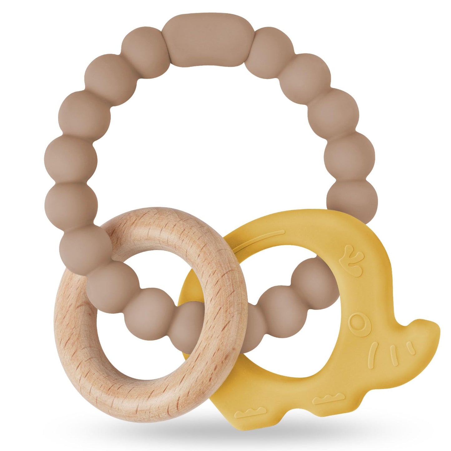 Vicloon Beißring für Babys, Beißring Spielzeug aus Silikon und Holzringe, Baby Zahnungshilfe BPA-frei, Schmerzlindernde Zahnen Nursing Zubehör für ab 3 Monaten Babys(Wal Blau)