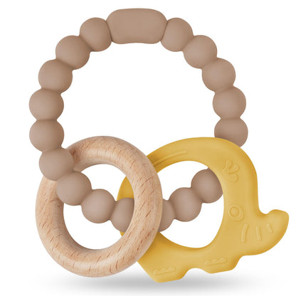 Vicloon Beißring für Babys, Beißring Spielzeug aus Silikon und Holzringe, Baby Zahnungshilfe BPA-frei, Schmerzlindernde Zahnen Nursing Zubehör für ab 3 Monaten Babys(Wal Blau)