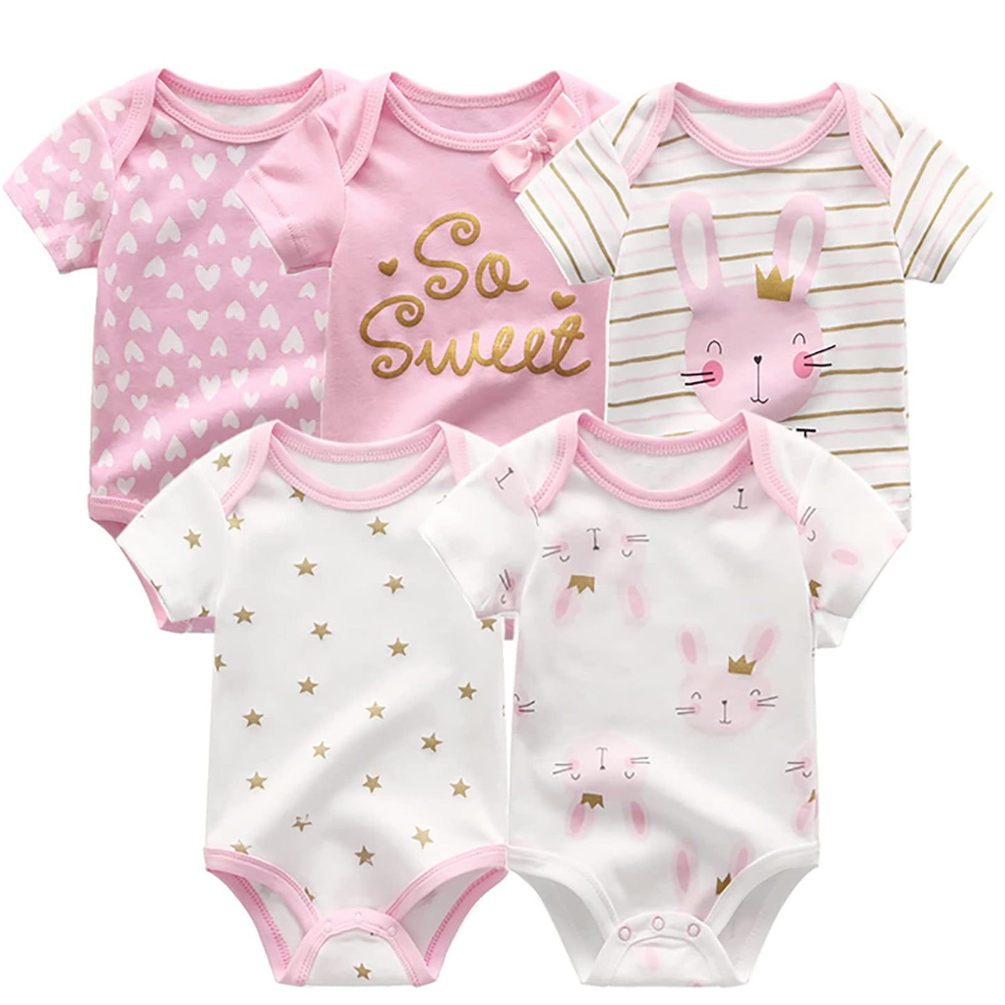 TONE Bodys Kurzarm für Neugeborene Baby Jungen und Mädchen 0-3m/3-6m/6-9m/9-12m Baumwolle