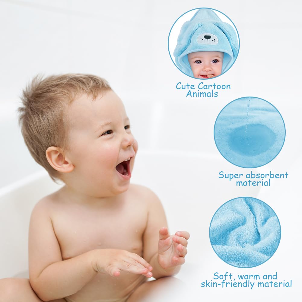 Aolso Hooded Towel Baby, 80 x 80 cm Baby Towel Hood, Baby Wash Cloth, Coral Fleece Baby Towel with Hood for Newborns, Soft and Super Absorbent, Unisex (Grey Elephant)
