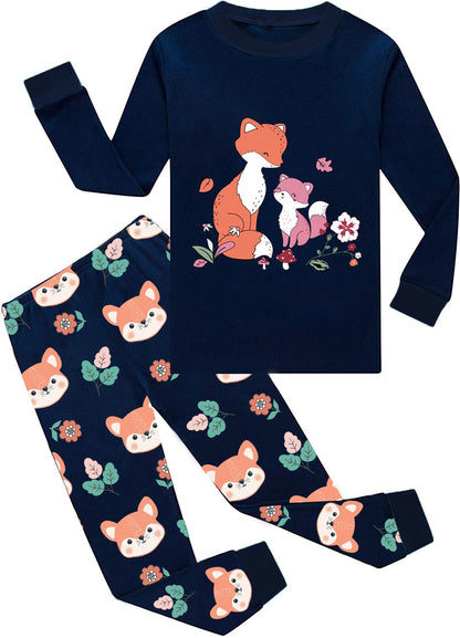 EULLA Children's Pyjamas Girls Long Sleeve Winter Pyjama Set Cotton Mermaid Unicorn Princess Cat Dino Two Piece Sleepwear 92 98 104 110 116 122
