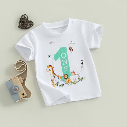 Baby Junge 1. Jahr Geburtstags T-Shirt Wild One Kurzarm Oberteil Baby Mein Erster Geburtstags Outfit Sommer Kleidung