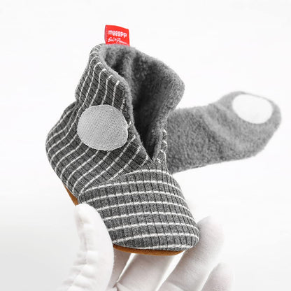 Sehfupoye Toddler Baby Boys Girls Cotton Booties Shoes Striped Soft Sole Newborn First Hiking Shoes Warm Fleece Boots 0-18M
