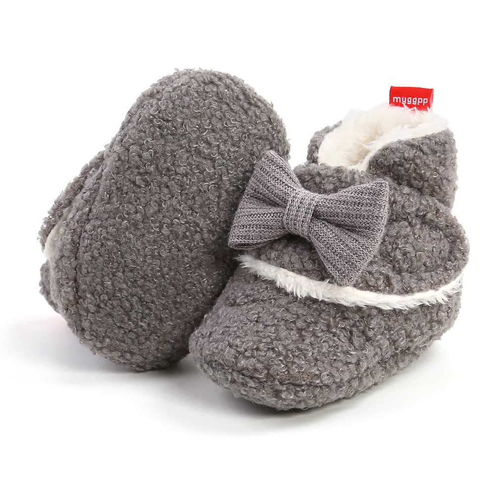 Sehfupoye Toddler Baby Boys Girls Cotton Booties Shoes Striped Soft Sole Newborn First Hiking Shoes Warm Fleece Boots 0-18M