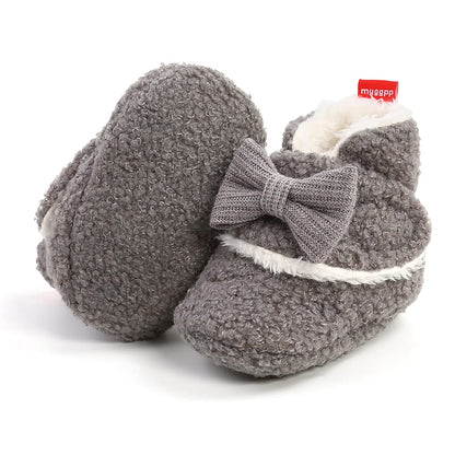 Sehfupoye Toddler Baby Boys Girls Cotton Booties Shoes Striped Soft Sole Newborn First Hiking Shoes Warm Fleece Boots 0-18M
