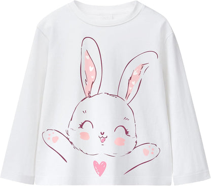 Kinder Hase Langarmshirt für Mädchen Jungen Baumwolle Rundhals Langarm Shirt Ostergeschenke Cartoon Bunny Oberteile Tops 2-7 Jahre