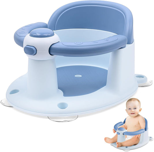 Baby Bath Seat for Babies from 6 Months, Non-Slip Baby Bath Chair, Portable Bath Seat with Suction Cups, Baby Bathtub Toddler Bath Support for Shower (Yellow)
