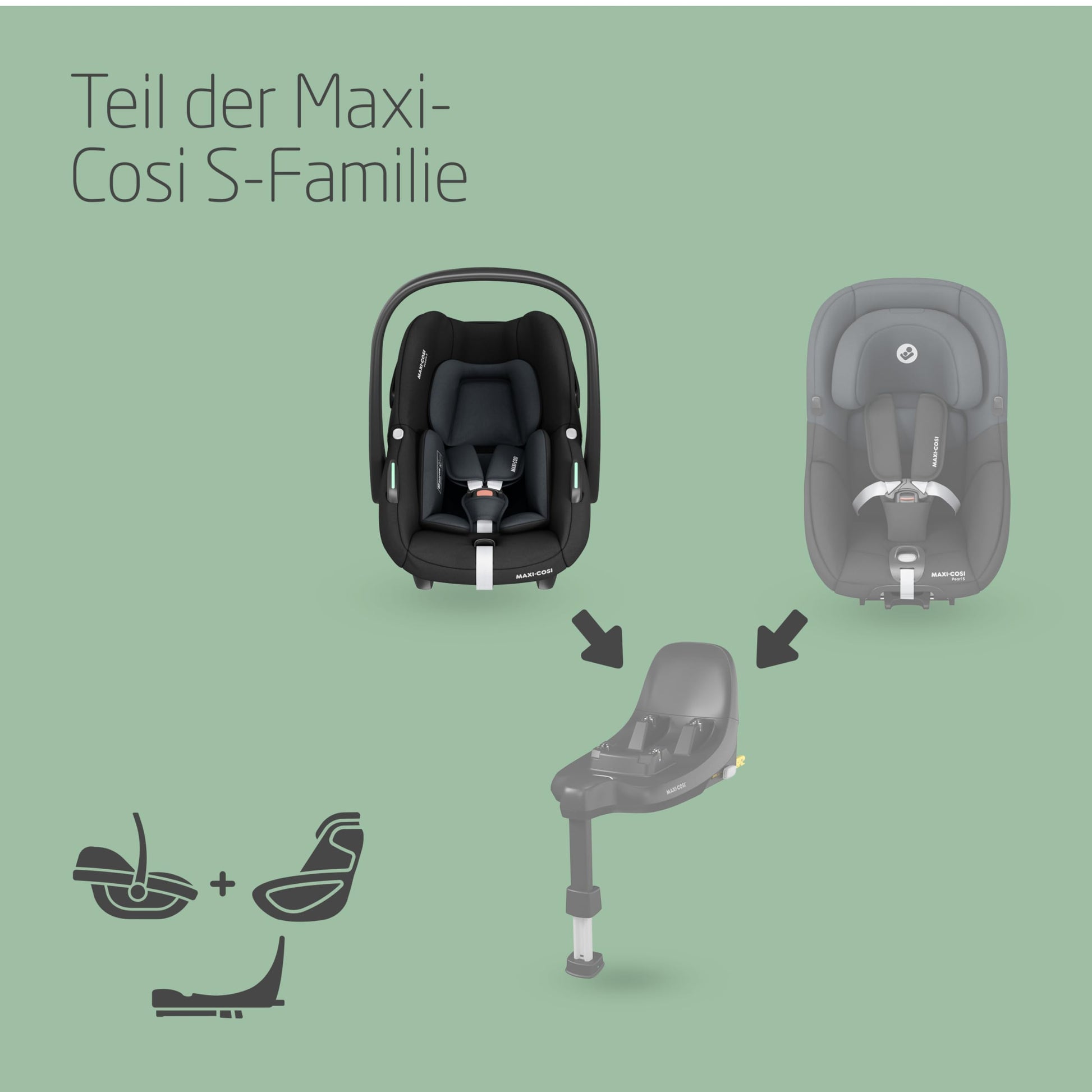 Maxi-Cosi Pebble i-Size, Babyschale, 0–15 Monate, 0–13 kg, 40–83 cm, leichter i-Size Kindersitz, Click&Go-Installation, G-CELL Seitenaufprallschutz, Sitzverkleinerer, Tonal Black - Meloni2