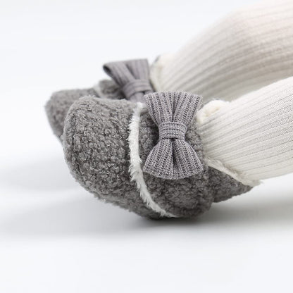 Sehfupoye Toddler Baby Boys Girls Cotton Booties Shoes Striped Soft Sole Newborn First Hiking Shoes Warm Fleece Boots 0-18M
