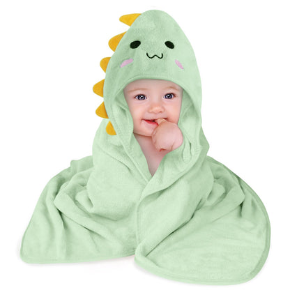 Aolso Hooded Towel Baby, 80 x 80 cm Baby Towel Hood, Baby Wash Cloth, Coral Fleece Baby Towel with Hood for Newborns, Soft and Super Absorbent, Unisex (Grey Elephant)