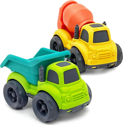 AESTEMON Sand Toy from 1 Year, Sandpit Toy Dump Truck & Concrete Mixer Truck Children's Toy from 1 2 Years, Indoor Outdoor Car Toy Baby Gift Boy 1 2 3 Years, Pack of 2