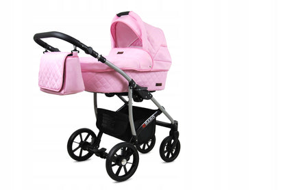 BabyLux® Bambimo Qbaro 3-in-1 Pushchair Set Including Baby Carrycot, Buggy Sports Seat, Car Seat - Car Seat - Pram Set - Combination Pram with Changing Bag, Rain Cover etc. 