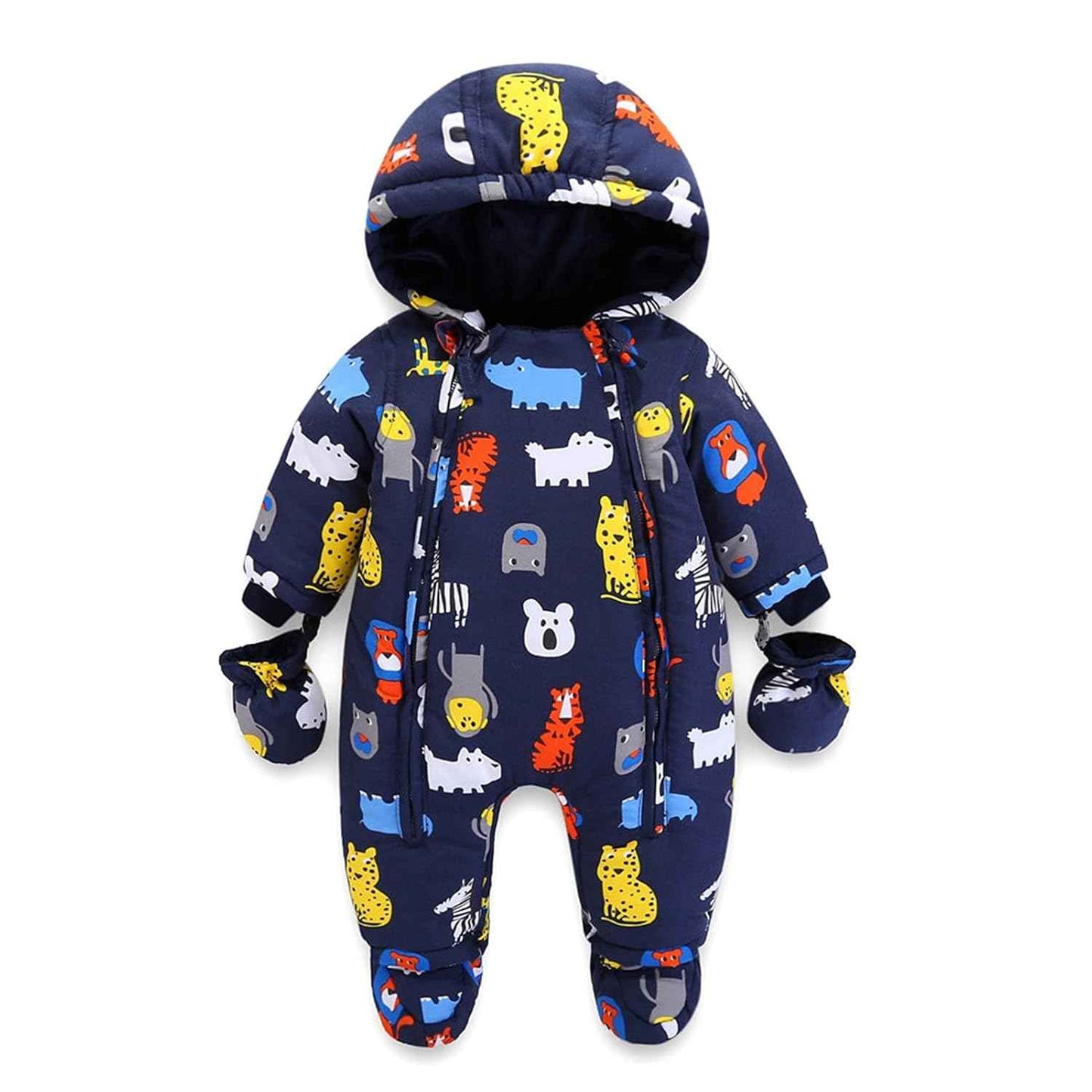 Baby Romper with Hood, Snowsuits with Gloves and Booties, for Toddlers, Fleece Cotton Romper for Toddlers, Boys and Girls, Warm Jumpsuit, Winter Jacket, 6-9 Months