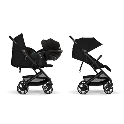 Cybex Gold Kinderwagen Beezy mit One-Pull Harness, Ab Geburt bis ca. 4 Jahre (max. 22 kg), Kompakt und ergonomisch, Magic Black (Schwarz mit schwarzem Rahmen)