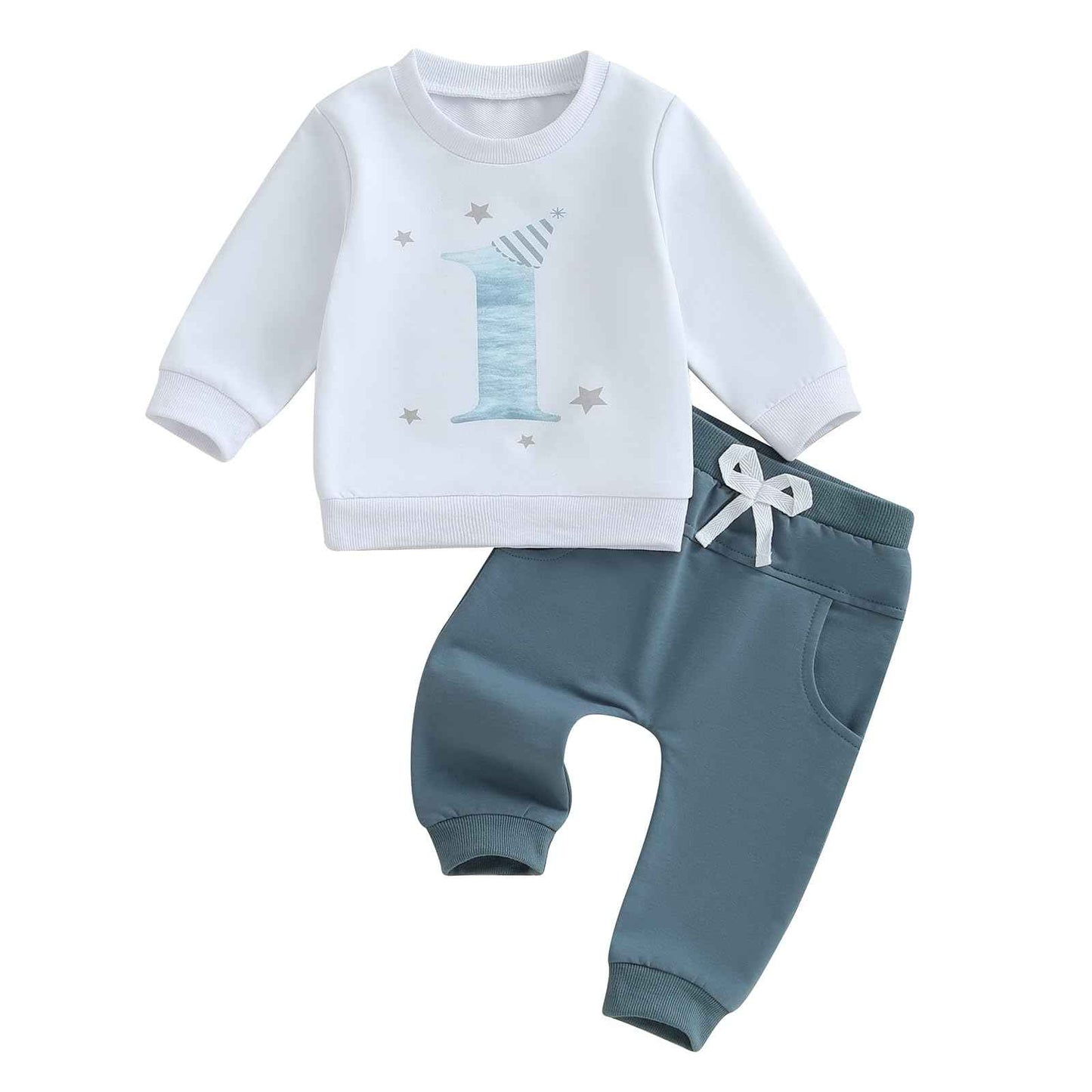 Geagodelia 1st Year Birthday Outfit Baby Boy Clothing Set Long Sleeve Sweatshirt and Trousers Clothing Sets for Boys