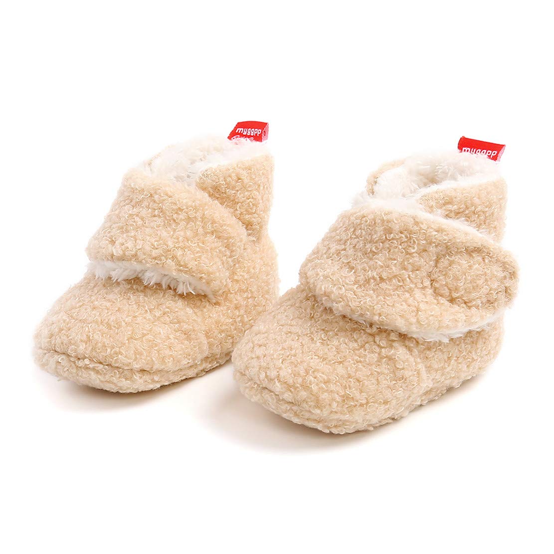 Edoton Infant Boys Girls Warm Slippers Winter White Cute Soft Cotton Unisex Non-Slip Baby Shoes for Christmas First Birthday Gift.