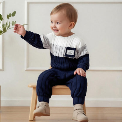 Baby Clothing Boys Winter Jumper Outfit Long Sleeve Sweatshirt + Trousers Children's Clothing Set for Baby Boys Knitted Jumper