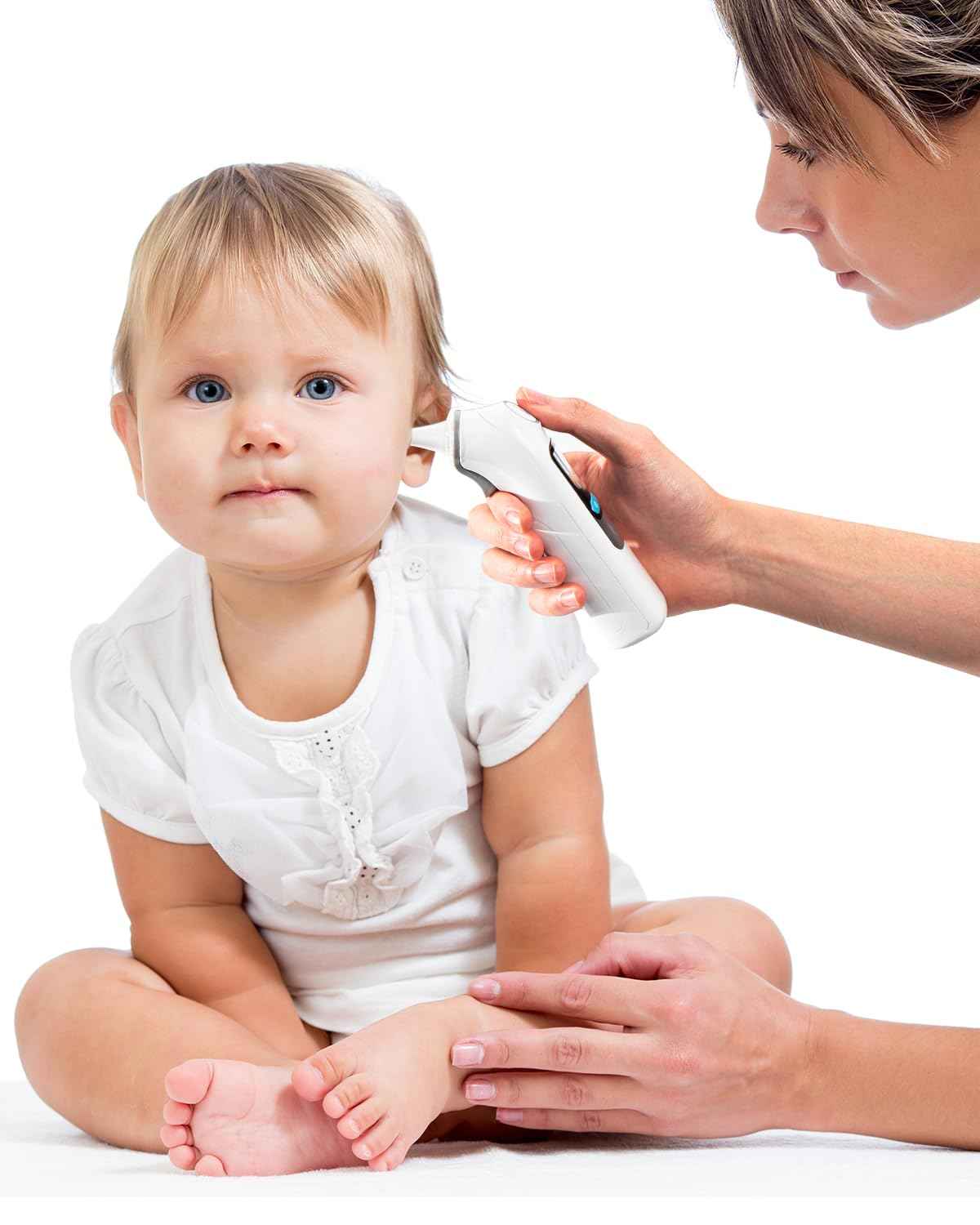 Fieberthermometer Ohr für Erwachsene & Kinder, 1s Ergebnis Hochpräzise Ohrthermometer, 30 Speicher Abrufen, 3-Farben-Fieber-Alarm, mit 21 Einweg-Sonde Abdeckungen & Aufbewahrungsbox (LCD-Transparente)