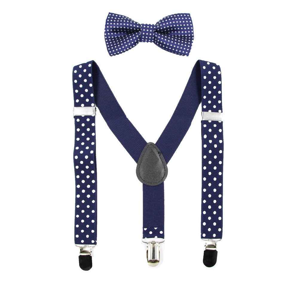 HANERDUN Unisex Boys Girls Bow Tie Braces with Three Clothes Clips on Waistband
