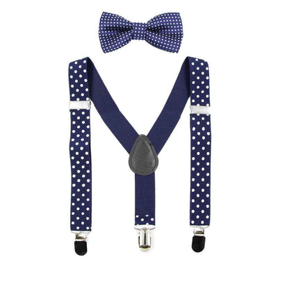 HANERDUN Unisex Boys Girls Bow Tie Braces with Three Clothes Clips on Waistband