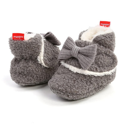 Sehfupoye Toddler Baby Boys Girls Cotton Booties Shoes Striped Soft Sole Newborn First Hiking Shoes Warm Fleece Boots 0-18M