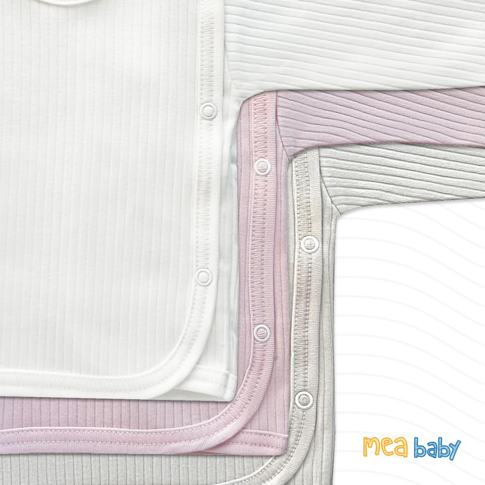 MEA BABY Unisex Baby Wickelshirt Wickeljacke Langarm, 100% Baumwolle im 5er Pack. Wickelshirt für Mädchen, Wickelshirt für Junge