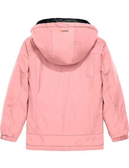 GEMYSE Girls' Waterproof Ski Jacket Windproof Fleece Outdoor Winter Jacket Rain Jacket with Hood