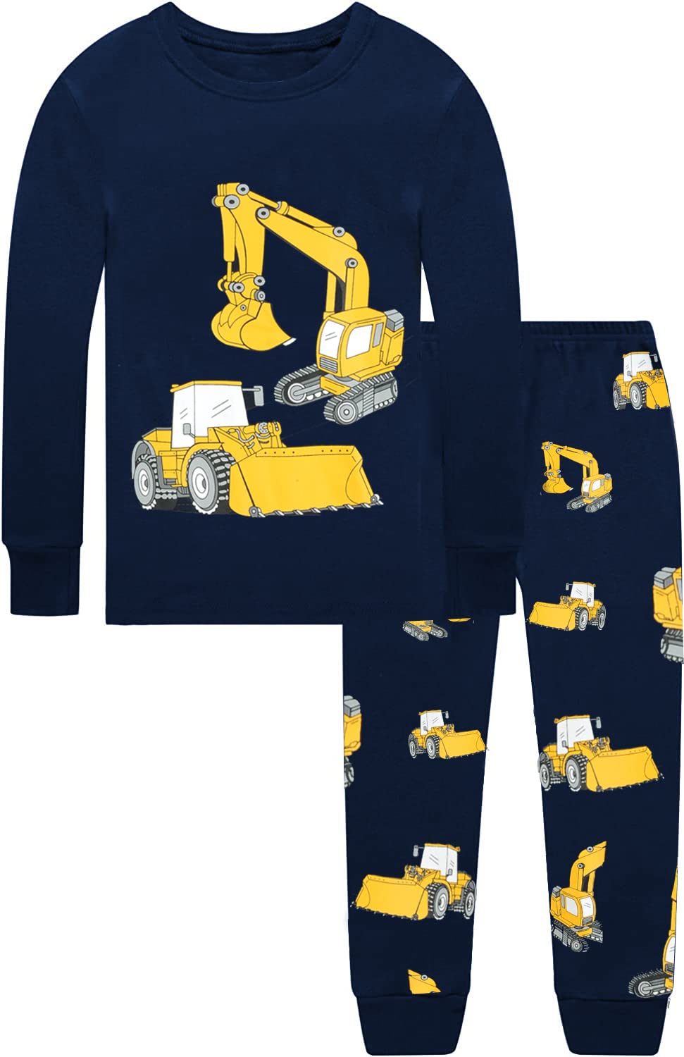 Kinder Jungen Pyjamas Langarm Baumwolle Winter Pyjama Set Feuerwehrauto Dinosaurier Bagger Traktor Zug Zweiteilige Nachtwäsche 1-7 Jahre 92 98 104 110 116 122