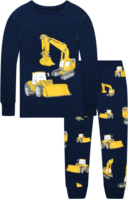 Kinder Jungen Pyjamas Langarm Baumwolle Winter Pyjama Set Feuerwehrauto Dinosaurier Bagger Traktor Zug Zweiteilige Nachtwäsche 1-7 Jahre 92 98 104 110 116 122