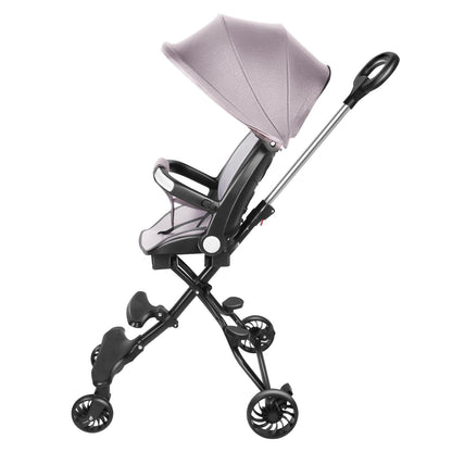Buggy für Babys, ultraleicht, kompakt, faltbar und neigbar, von Geburt bis 25 kg, mit Trolley-System, Regenschutz inklusive, ausziehbarer Haube, C-schwarz