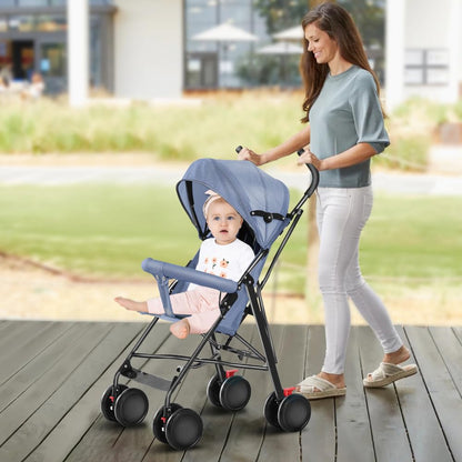 Kinderbuggy, Klein Zusammenklappbar Kinderwagen,Rücken und Fußstützenverstellung,Hinterradbremse,5-Punkt-Gurt,Einfaches Ein-Hand-Falten,Baby Reisebuggy