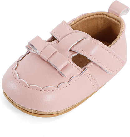 Cheerful Mario Baby Mädchen Schuhe Baby Ballerina Schuhe Lauflernschuhe Taufe Schuhe mit Bowknot PU Leder Babyschuhe
