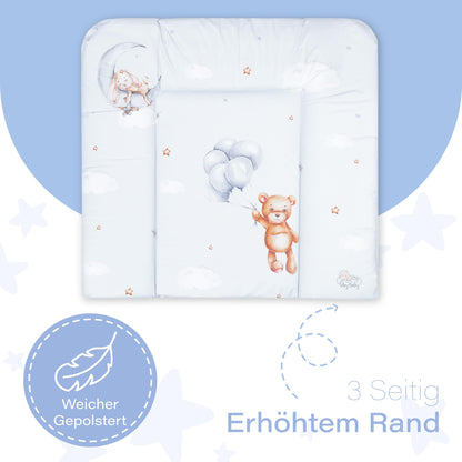 Wickelauflage Wickelunterlage abwaschbar und wasserdicht 75x72 cm - Wickelmatte zum Auflegen auf Wickeltisch Wickelaufsatz Wickelkommode oder Waschmaschine changing mat 75 x 72 Safari Motiv