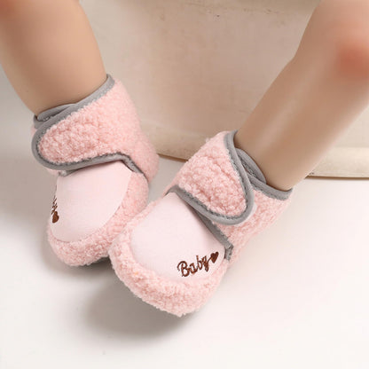 TMEOG Baby Winter Shoes Thermal Baby Shoes Crawling Shoes Fleece Baby Boots Non-Slip Warm Booties Baby Boots Lined Newborn Walk Shoes for Girls Boys 0-18 Months