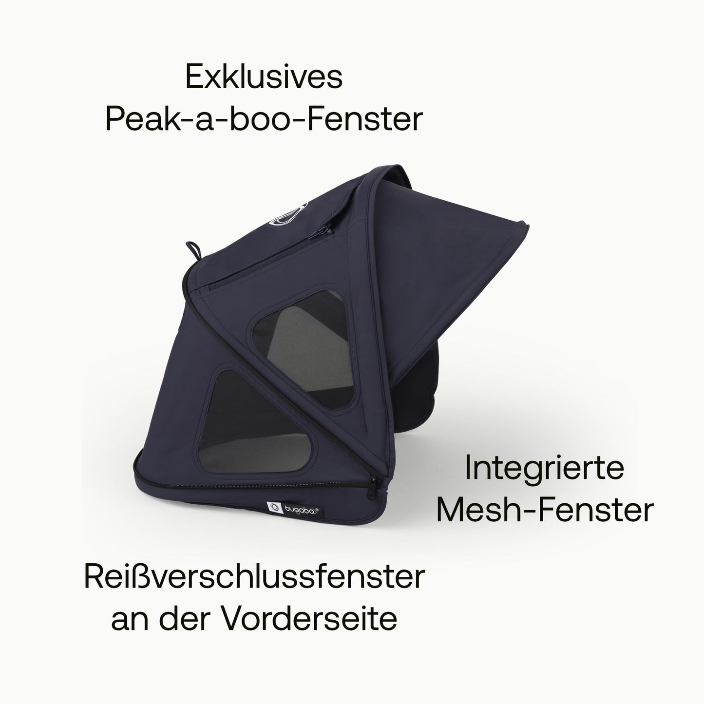 Bugaboo Dragonfly Sonnendach mit Lüftungsfenstern, ausziehbar für zusätzlichen und optimalen Sonnenschutz, wasserabweisend, Deep Indigo