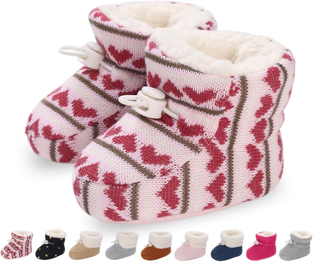 Baby Winter Shoes Warm Baby Shoes Winter Non-Slip Adjustable Newborn Snow Shoes First Walking Shoes Lined Thermal Fleece Crawling Shoes Slippers Winter Boots 0-18 Months 