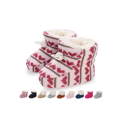 Baby Winter Shoes Warm Baby Shoes Winter Non-Slip Adjustable Newborn Snow Shoes First Walking Shoes Lined Thermal Fleece Crawling Shoes Slippers Winter Boots 0-18 Months