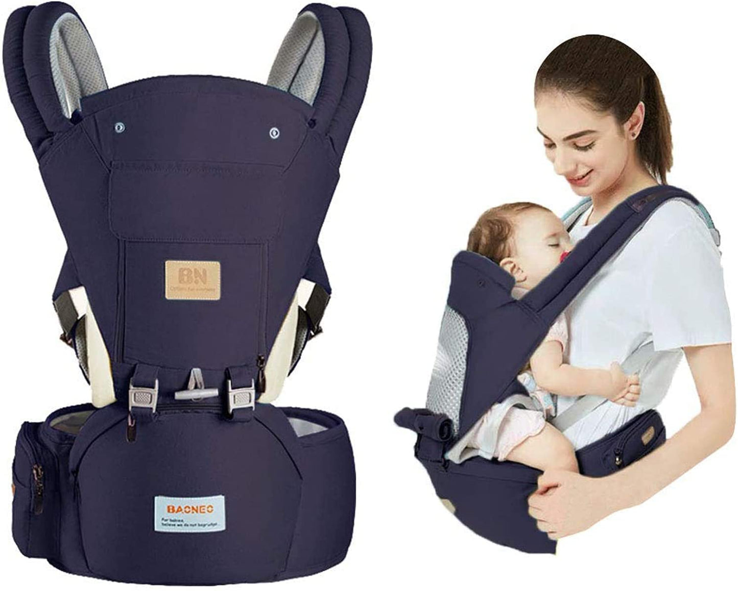 Baby Carrier Newborn with Hip Seat 3-in-1 Baby Carrier Ergonomic Breathable and Soft Baby Belly Carrier for Baby 0-36 Months, Baby Back Carrier 0-18 kg