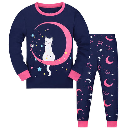 Mädchen Einhorn Kinder Pyjamas Baumwolle Langarm Winter Pyjamas Zwei Stück Größe 3-13 Jahre