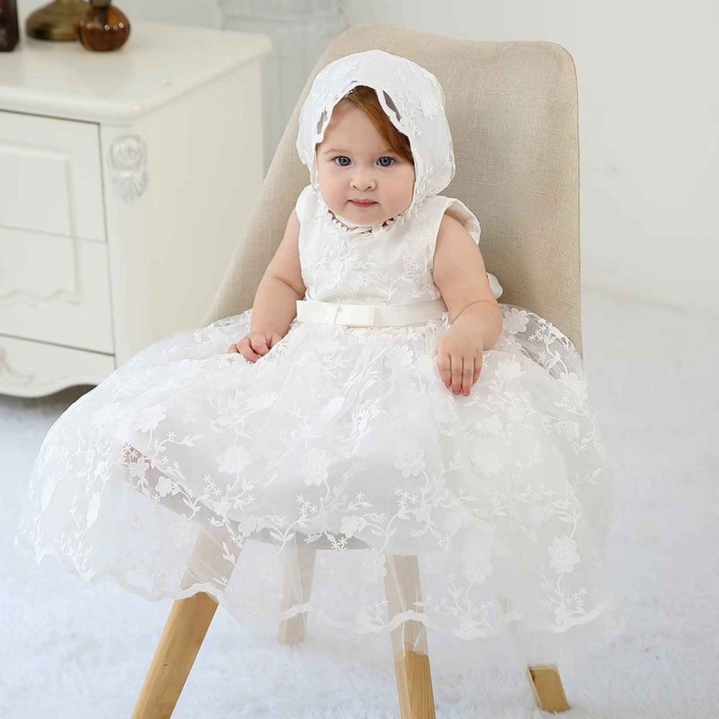 Baby Long Christening Dresses White Christening Dress Special Occasion Dresses for Girls Birthday