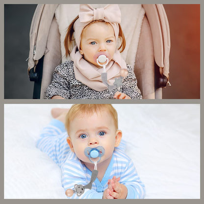 Vicloon Schnullerkette Baumwolle,3 Stück Schnullerkette Baby for Mädchen und Jungs,Baby Schnullerkette Clip Geschenk zum Baby -Bär